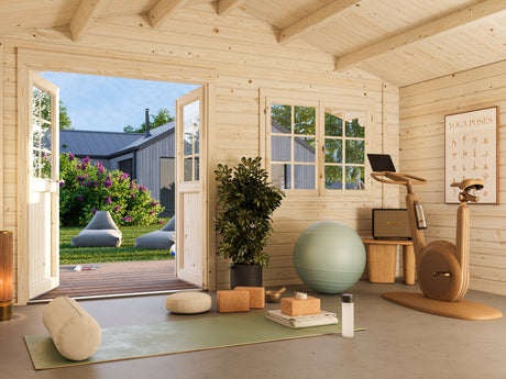 Britta M (4.5x4.5m | 17.5m2 | 40mm) Swiss Chalet Style Garden Log Cabin - Palmako UK