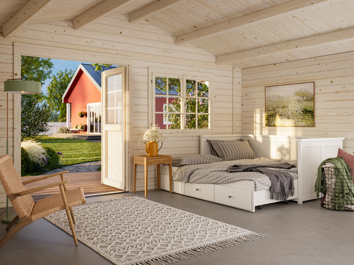 Britta L (5x4.5m | 19.7m2 | 40mm) Swiss Chalet Style Garden Log Cabin - Palmako UK