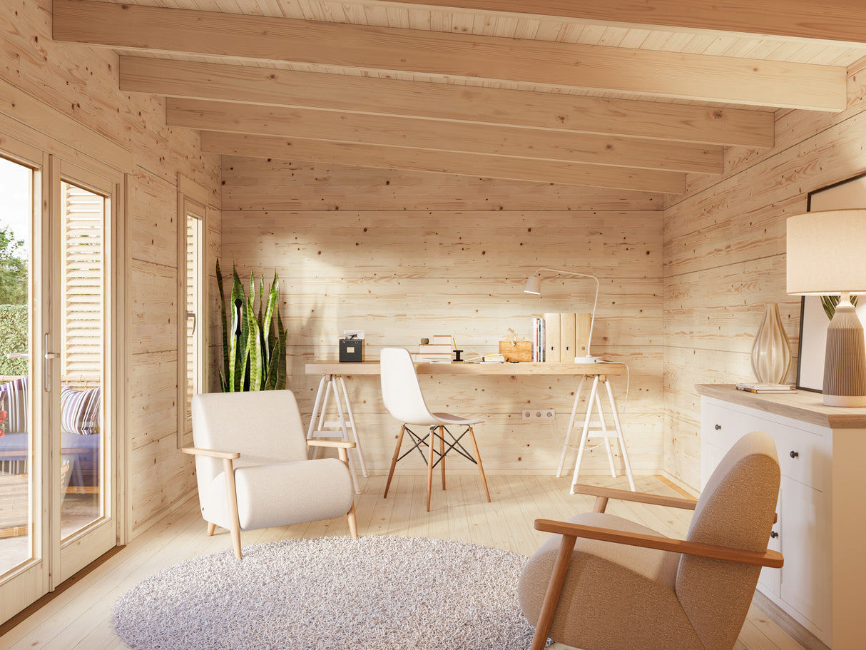 Grace (4.4x3.5m | 14.5m2 | 56mm) Glue-Laminated Year-Round Timber Garden Room - Palmako UK