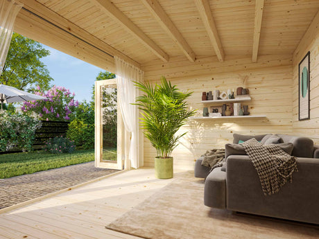 Ines M (3.2x4.1m | 11.1m2 | 44mm) Timber Sunroom with Double Glazed Bi-Fold Doors - Palmako UK