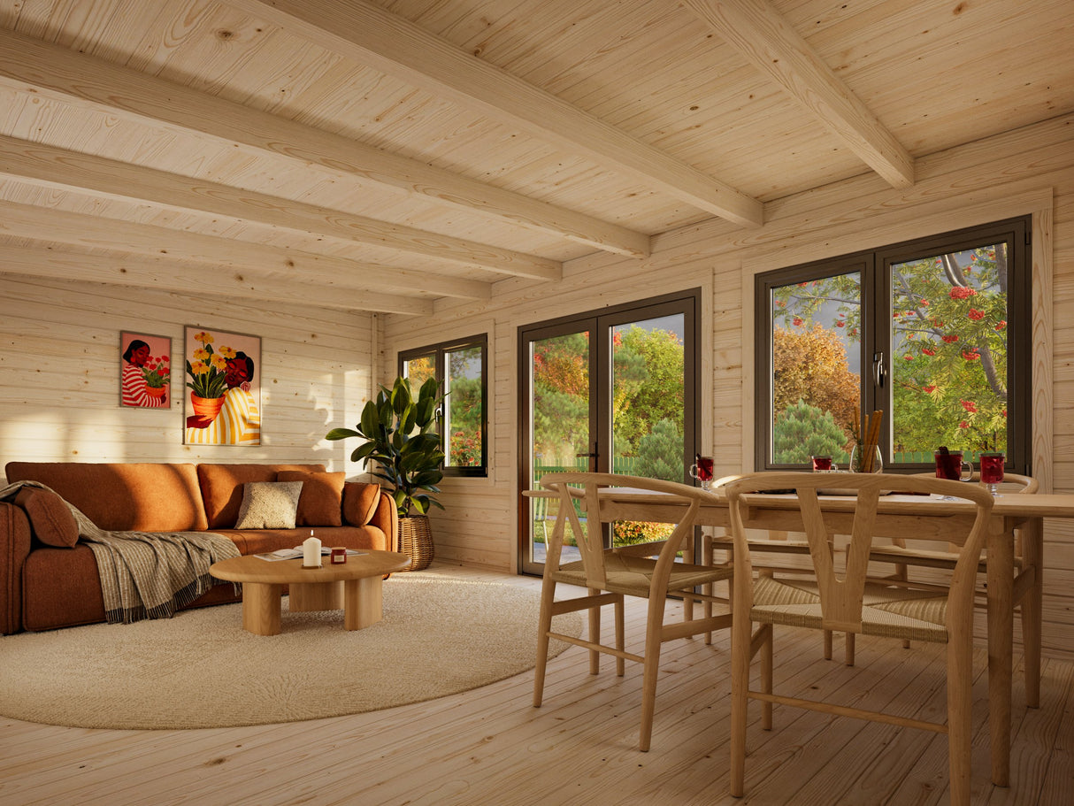 Lisandra L(5,5x4m|19,4m2|44mm ) Garden House with Aluminium Doors and Windows