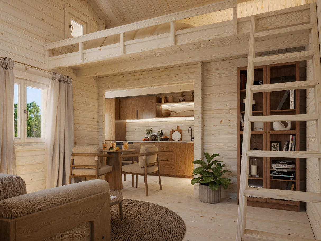 Emily (5.9x5.7m | 40.1+5.2m2 | 70mm) Log Cabin Holiday Chalet - Palmako UK