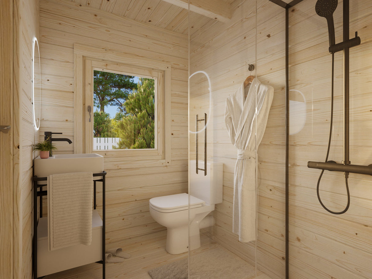 Emily (5.9x5.7m | 40.1+5.2m2 | 70mm) Log Cabin Holiday Chalet - Palmako UK