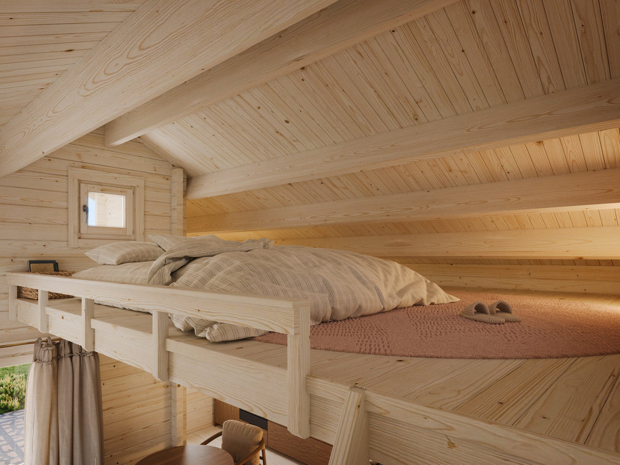 Emily (5.9x5.7m | 40.1+5.2m2 | 70mm) Log Cabin Holiday Chalet - Palmako UK