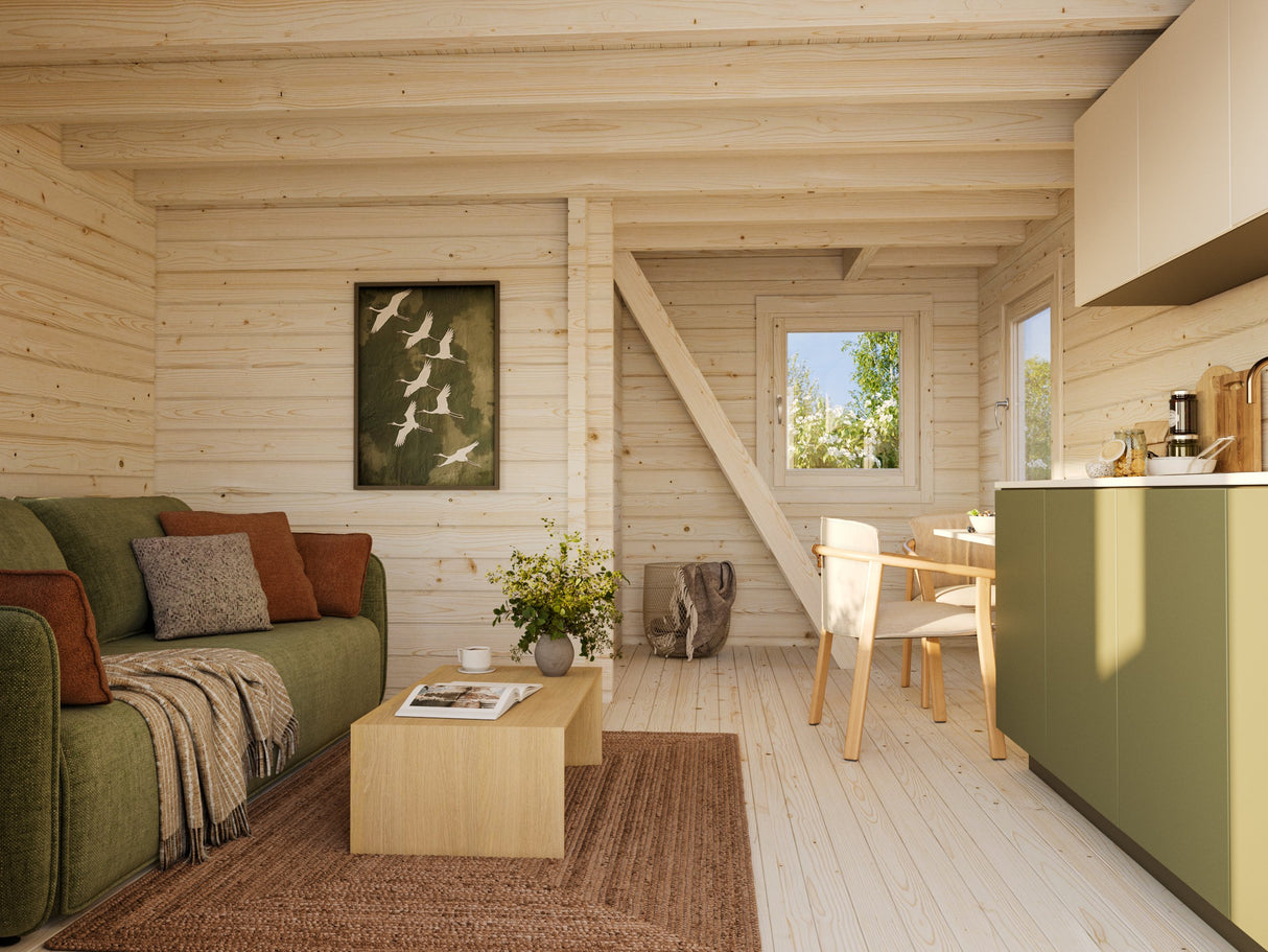 Kendra (4.2x5.2m | 18.4m2 | 70mm) Log House with Loft Space - Palmako UK