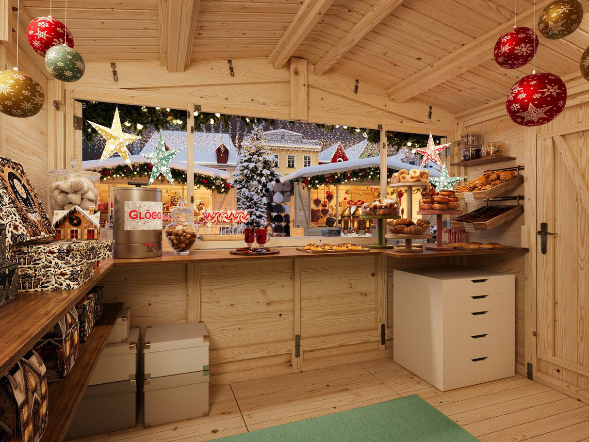 Marian (3x2,3m | 6,2m2 | 16mm) Portable Timber Stall / Pop-Up Wooden Kiosk - Palmako UK