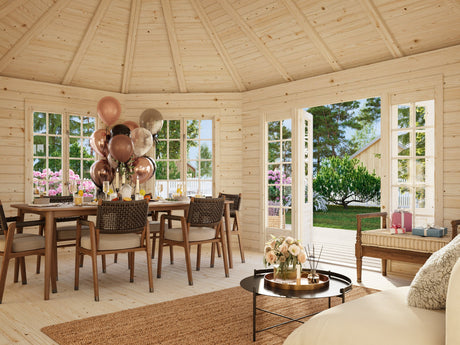 Hanna (5.7x4.2m | 20.3m2 | 44mm) Large Glazed Garden Pavilion Summer House - Palmako UK