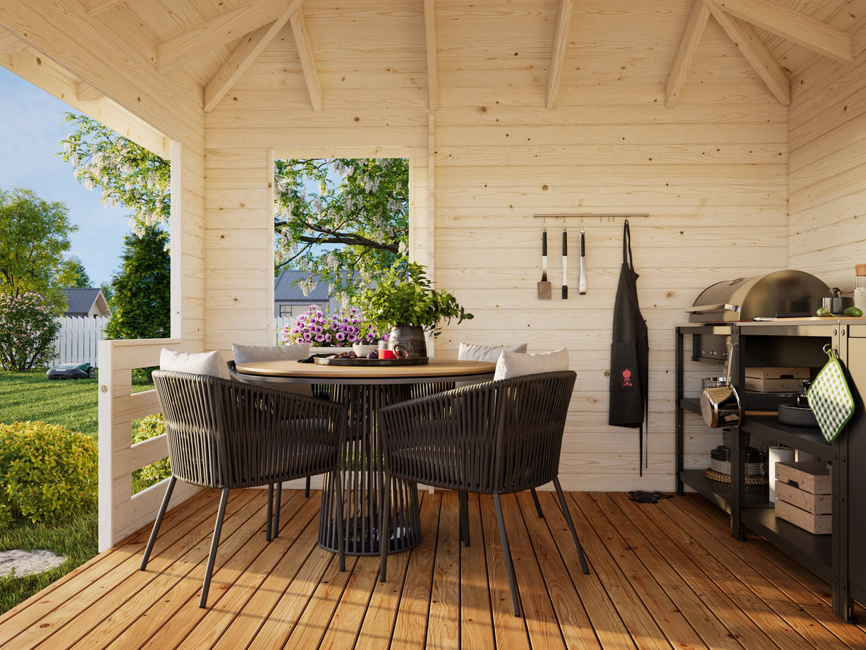 Julie (3.5x3.5m | 10.5m2 | 28mm) Timber Gazebo with Wind Protection - Palmako UK