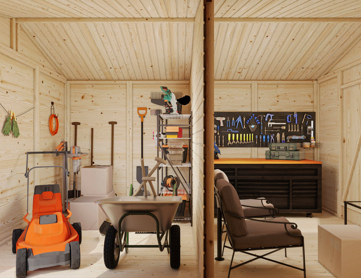 Dan M (2.7x3.7m | 9.9m2) Two Room Storage Shed - Palmako UK