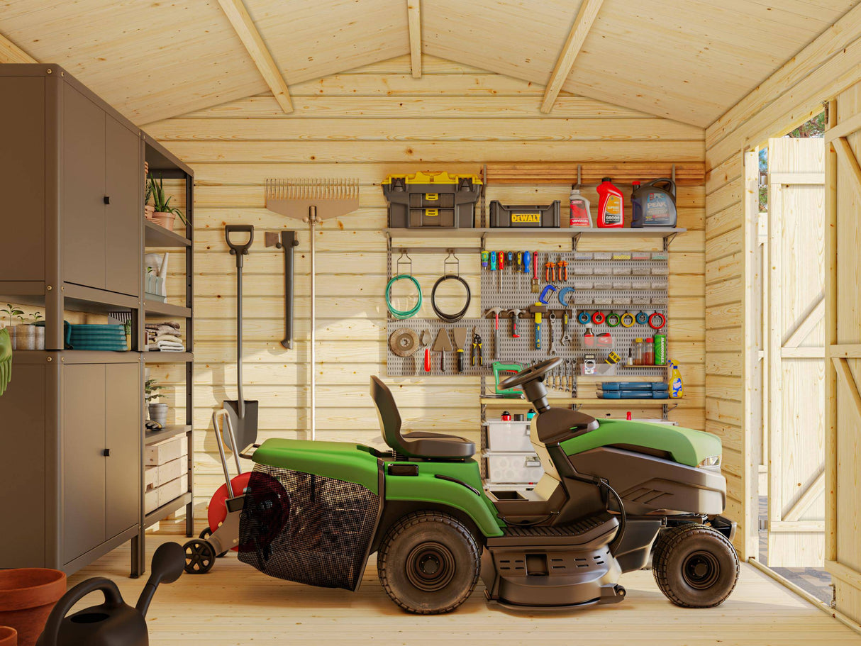 Jari L (5.2x3.2m | 14.5m2 | 28mm) Two Room Timber Log Shed - Palmako UK