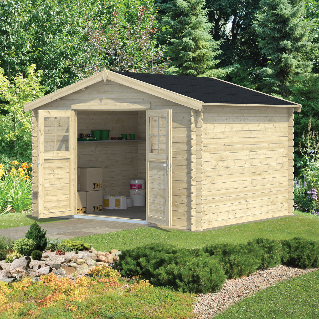 BELAIA 8,9m2 - 28 mm Log Shed - Palmako UK