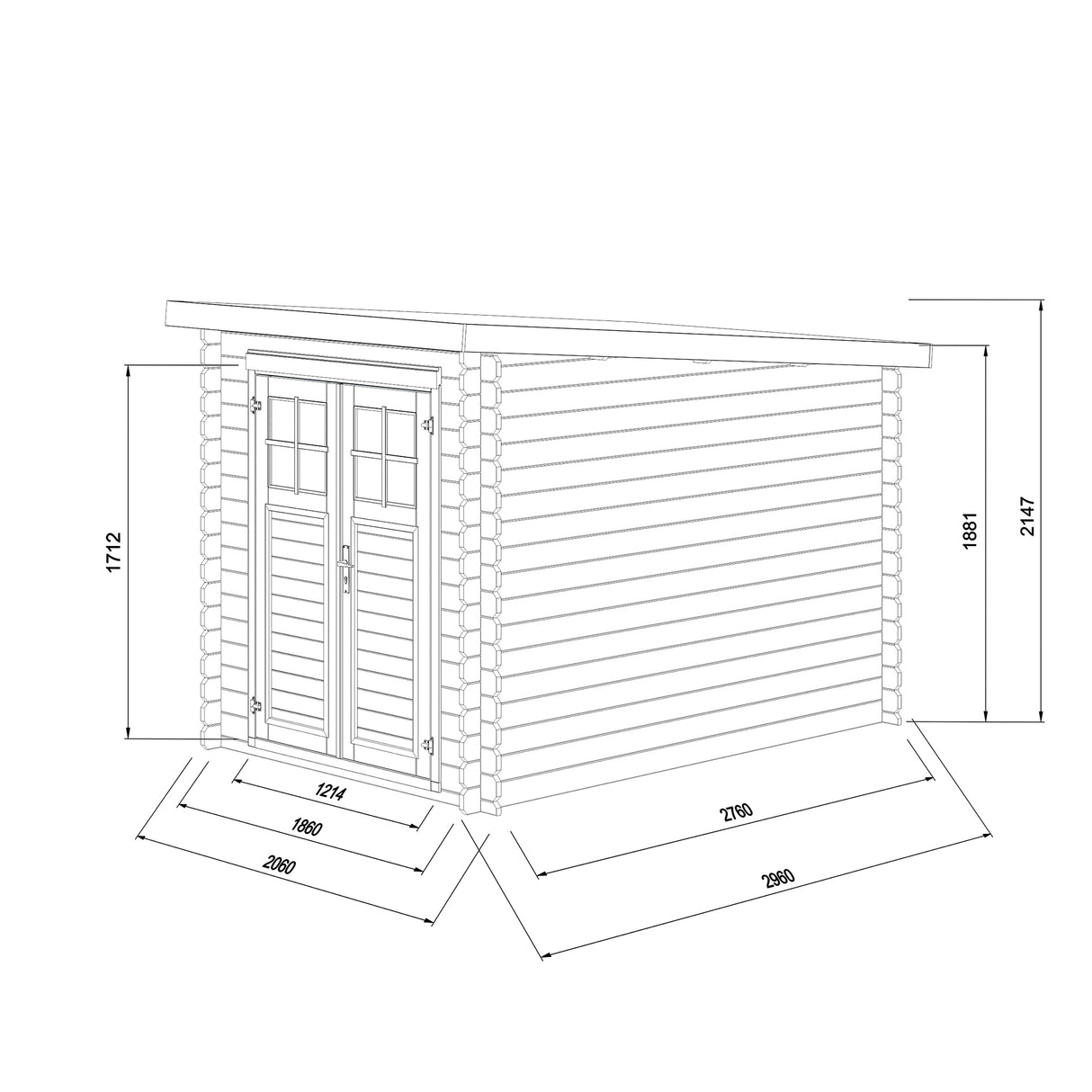 BELAIA 4,9m2 Pentroof - 28 mm Compact Log Shed - Palmako UK