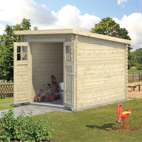 BELAIA 4,9m2 Pentroof - 28 mm Compact Log Shed - Palmako UK
