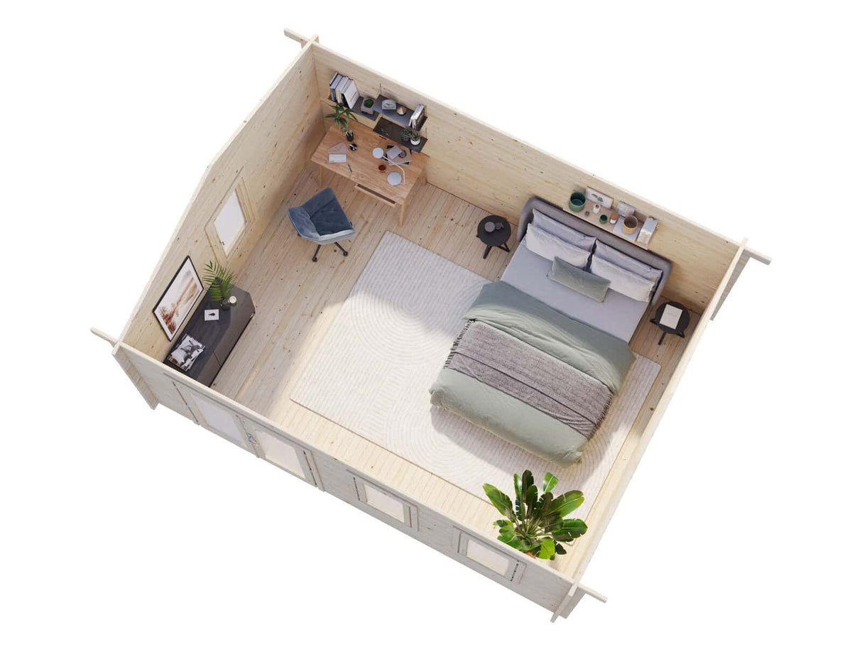 Iris L (5.3x4.1m | 19.1m2 | 44mm) Double Glazed Summer House with Double Doors  (2024 Upgraded Model) - Palmako UK