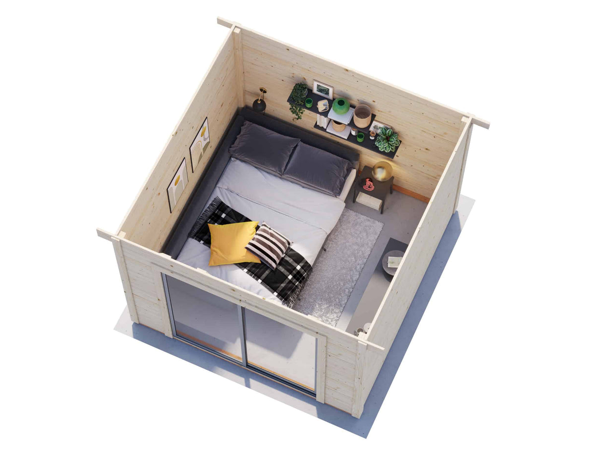 Lydia S (3x3m | 8m2 | 28mm) Compact Sliding Door Summer House with Endless possibilities - Guest Room, Home Gym or Summer Office - Palmako UK