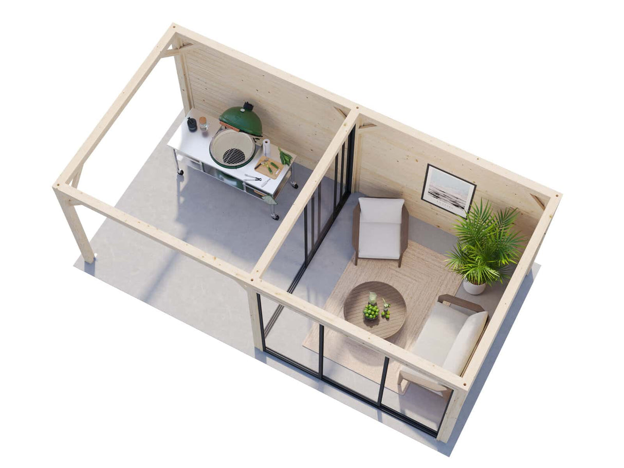 Bianca 205/505 (6x3m | 16.6m2) Glass Garden Room With Terrace (Double Glazing Available) - Palmako UK