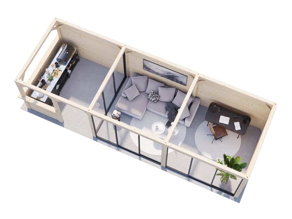 Bianca 219/519 (9x3m | 24.9m2) Glass Garden Room With Sliding Doors (Double Glazing Available) - Palmako UK
