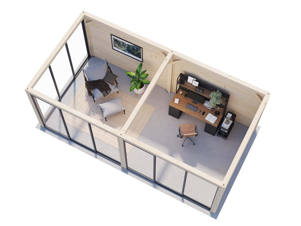 Lenna 402/702 (6x3m | 16.6m2) Glass Garden Room With Sliding Doors (Double Glazing Available) - Palmako UK