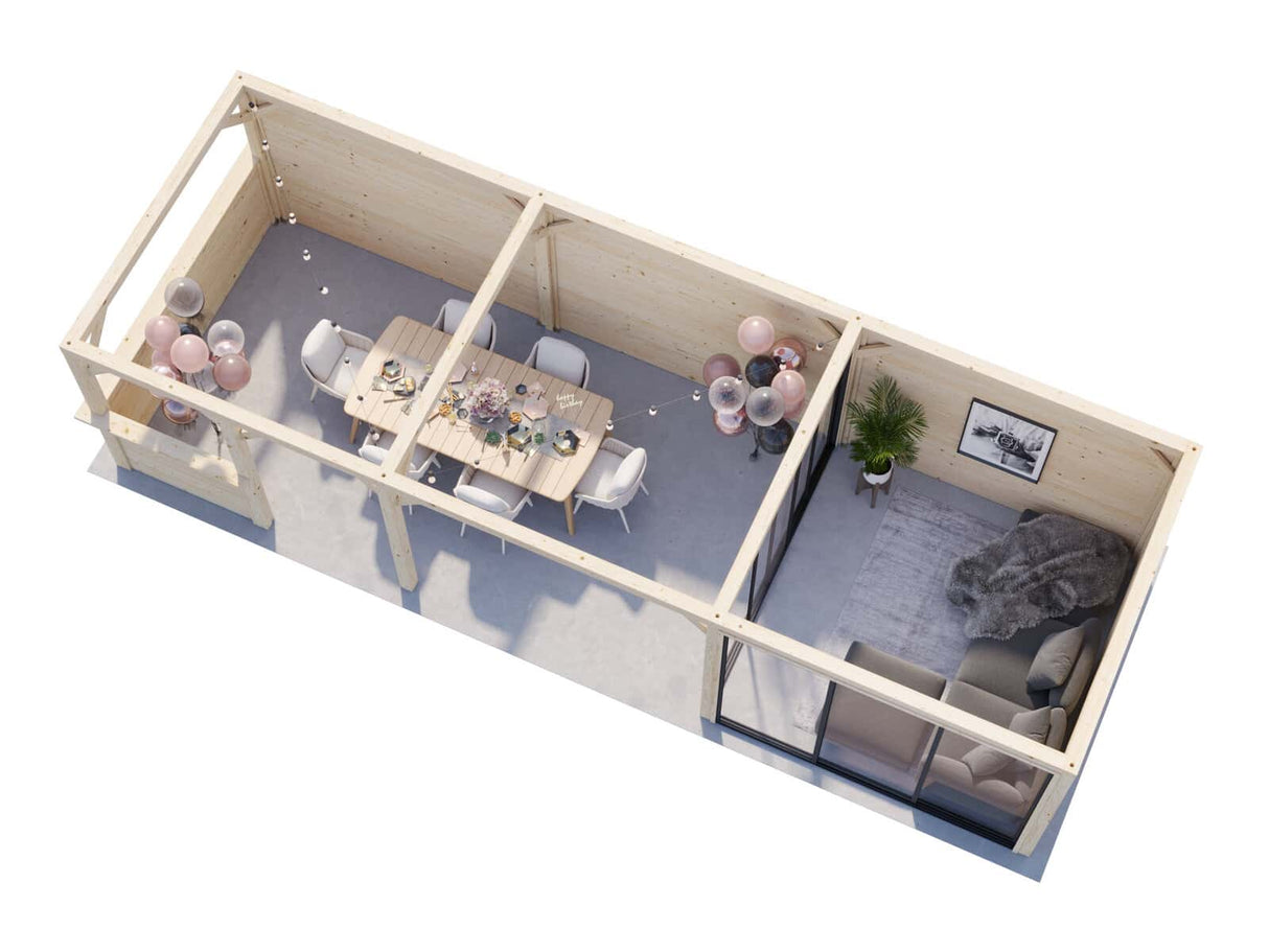 Lenna 415/715 (9x3m | 24.9m2) Glass Garden Room With Sliding Doors (Double Glazing Available) - Palmako UK