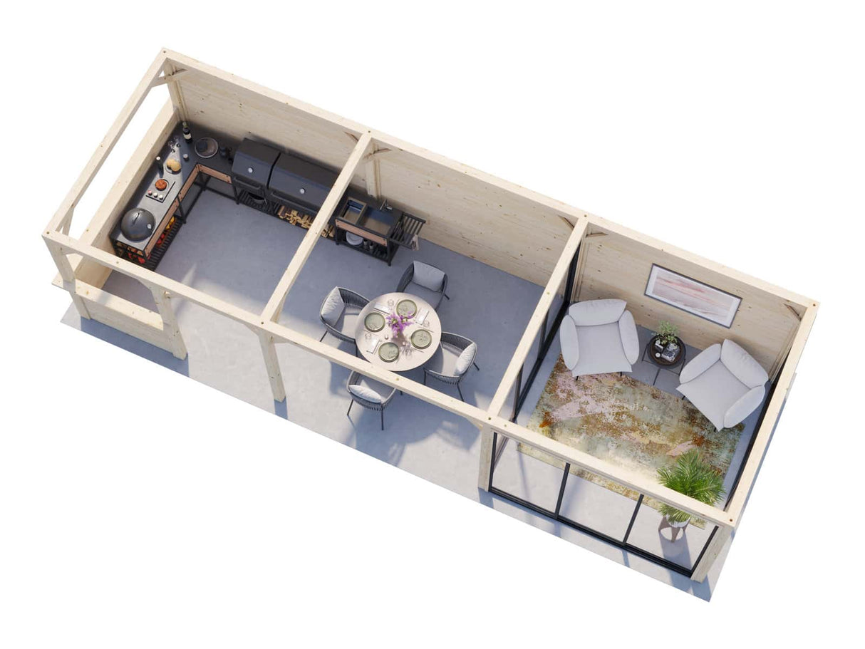 Lenna 416/716 (9x3m | 24.9m2) Glass Garden Room With Sliding Doors (Double Glazing Available) - Palmako UK
