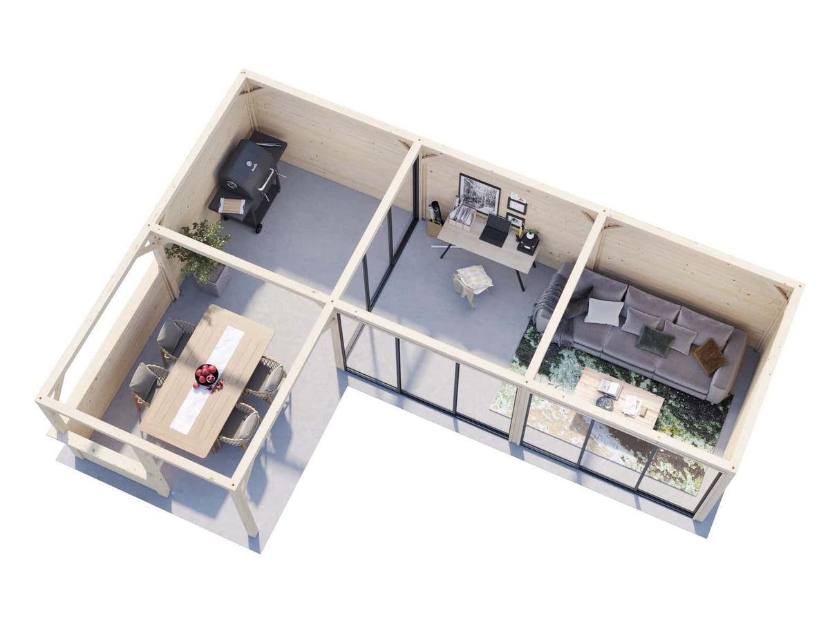 Lenna 420/720 (9x6m | 33.2m2) Glass Garden Room With Sliding Doors (Double Glazing Available) - Palmako UK