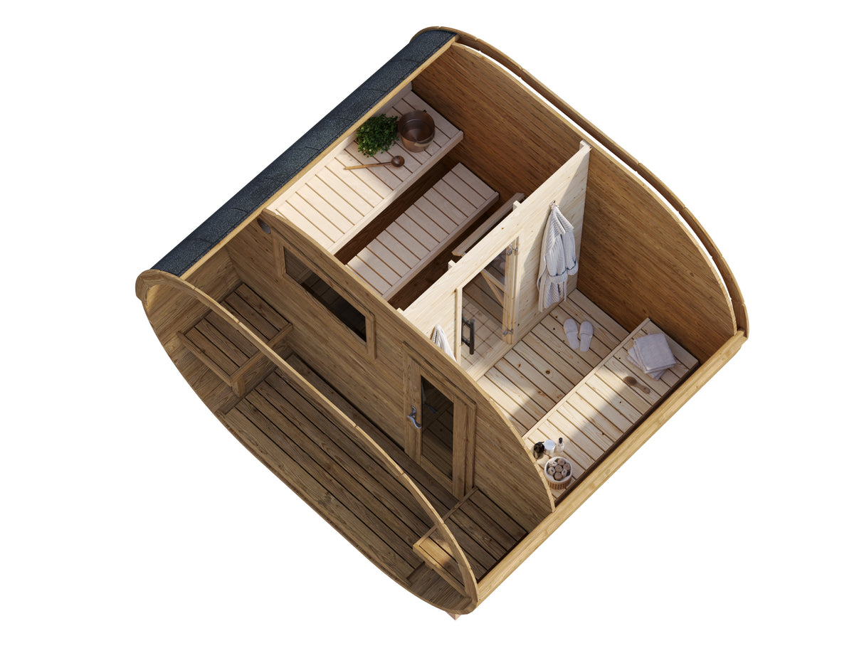 ANETTE Thermo (3,28x2,7m|3m2|42mm) Thermowood Oval Sauna