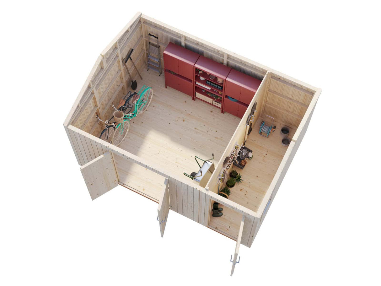 Olaf M (4.5x3.3m | 13.5m2) Modern Multi-Room Garden Shed - Palmako UK