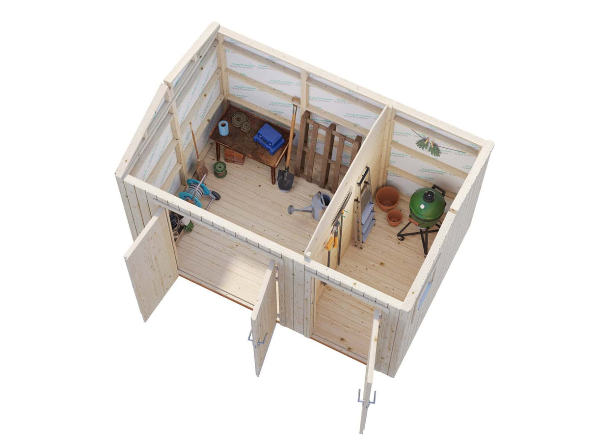 Olaf S (3.4x2.2m | 6.6m2) Contemporary Timber Garden Shed - Palmako UK