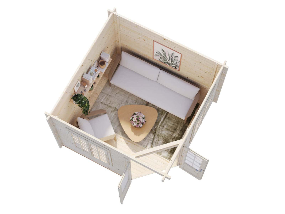 Melanie XS (2.8x2.8m | 6.9m2 | 44mm) Heavy Duty Corner Summer House - Palmako UK