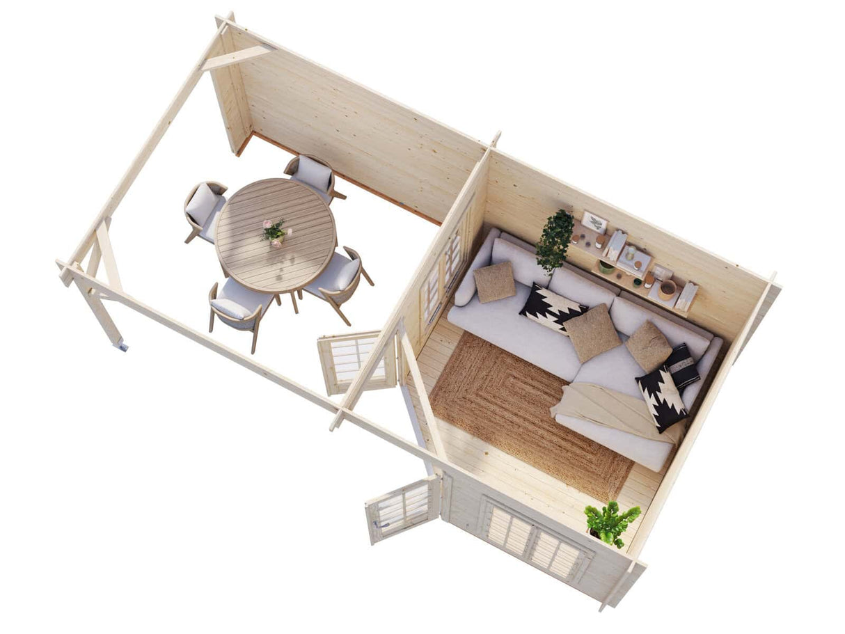 Melanie XXL (5.6x2.8m | 7.0+8.1m2 | 28mm) Pavilion Summer House with Canopy - Palmako UK
