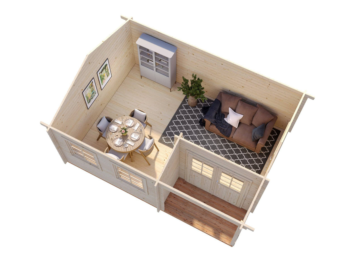 Susanna M (5.3x4m | 16.4m2 | 44mm) Traditional Homestead Log Cabin - Palmako UK