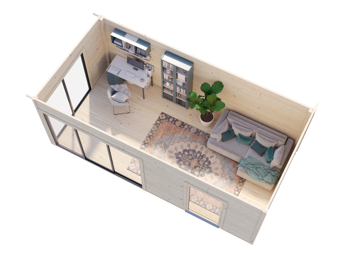 Andrea M (6.0x3m | 17.1m2 | 44mm) Garden Room with Sliding Doors (Double Glazing Available) - Palmako UK