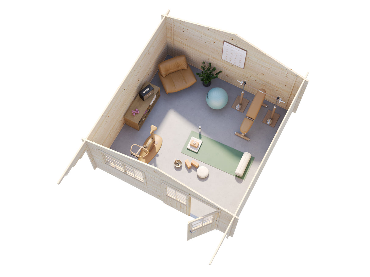 Britta M (4.5x4.5m | 17.5m2 | 40mm) Swiss Chalet Style Garden Log Cabin - Palmako UK