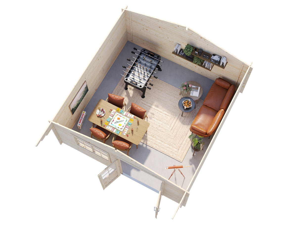 Britta XL (5x5m | 22.3m2 | 40mm) Swiss Chalet Style Garden Log Cabin - Palmako UK