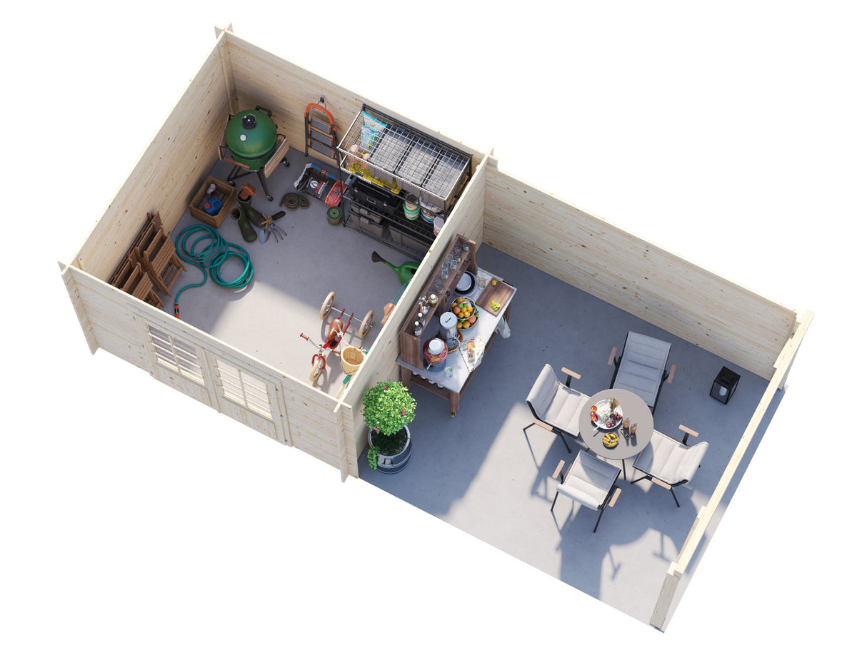 Ella (6.7x3.2m | 8.7+10.0m2 | 28mm) Roof Summer House - Palmako UK