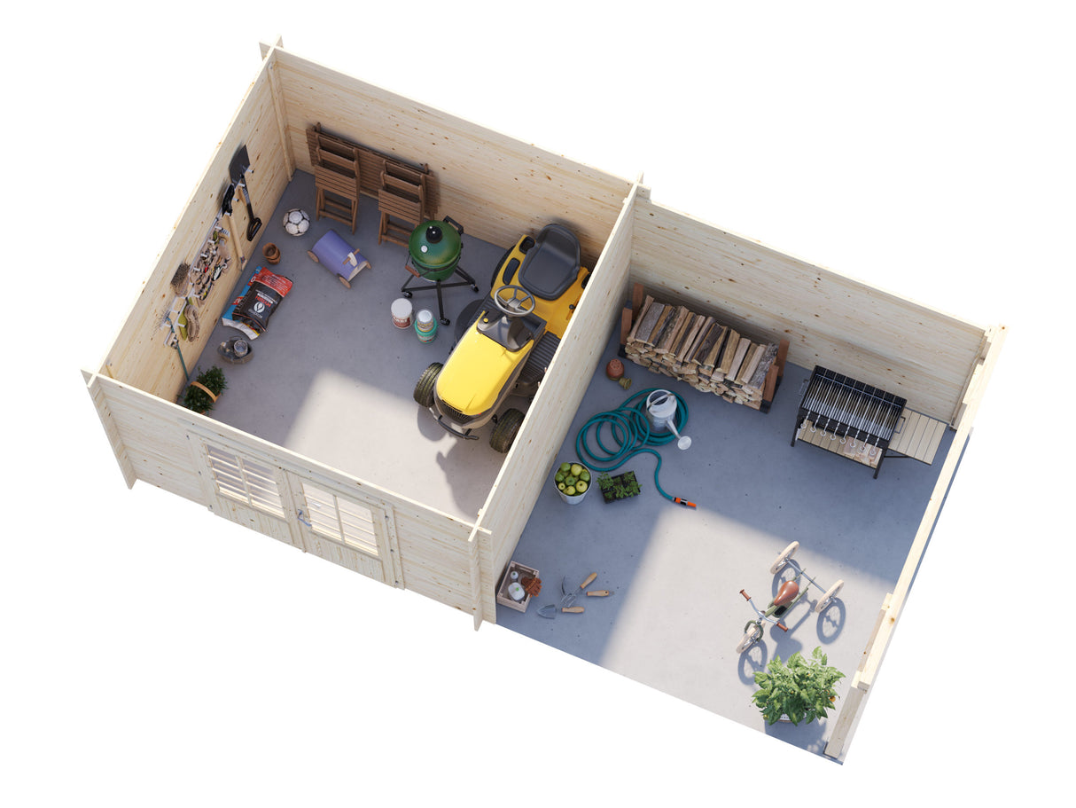 Ella (6.1x3.2m | 8.7+8.2m2 | 28mm) Roof Summer House - Palmako UK
