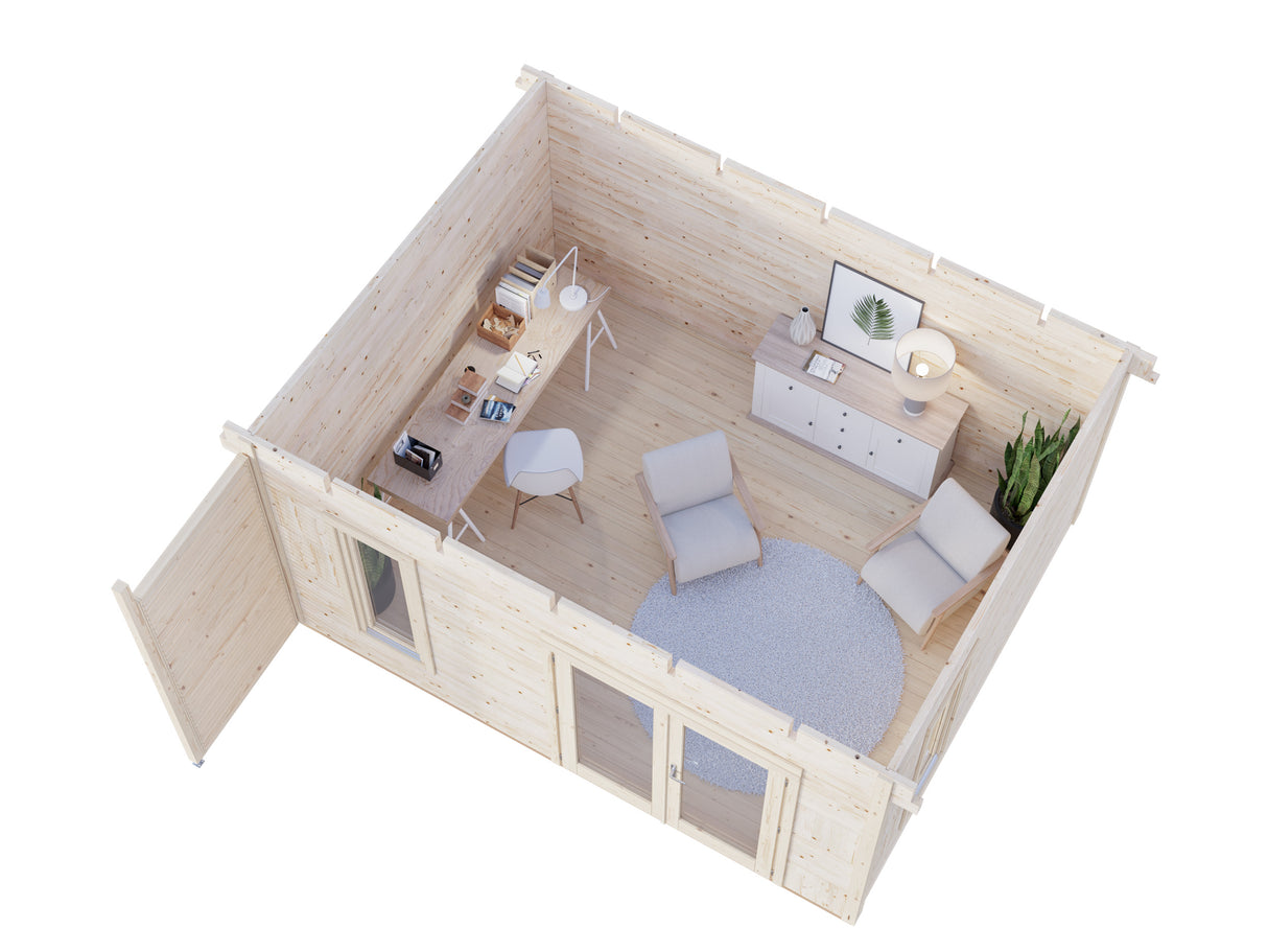 Grace (4.4x3.5m | 14.5m2 | 56mm) Glue-Laminated Year-Round Timber Garden Room - Palmako UK