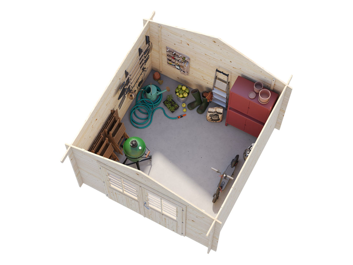 Lotta S (3x3m | 7.3m2 | 28mm) Garden Storage Log Cabin - Palmako UK