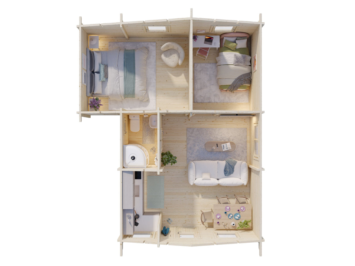 Emily (6.6x7.8m | 39.2m2 | 70mm) Traditional Timber Holiday House - Palmako UK