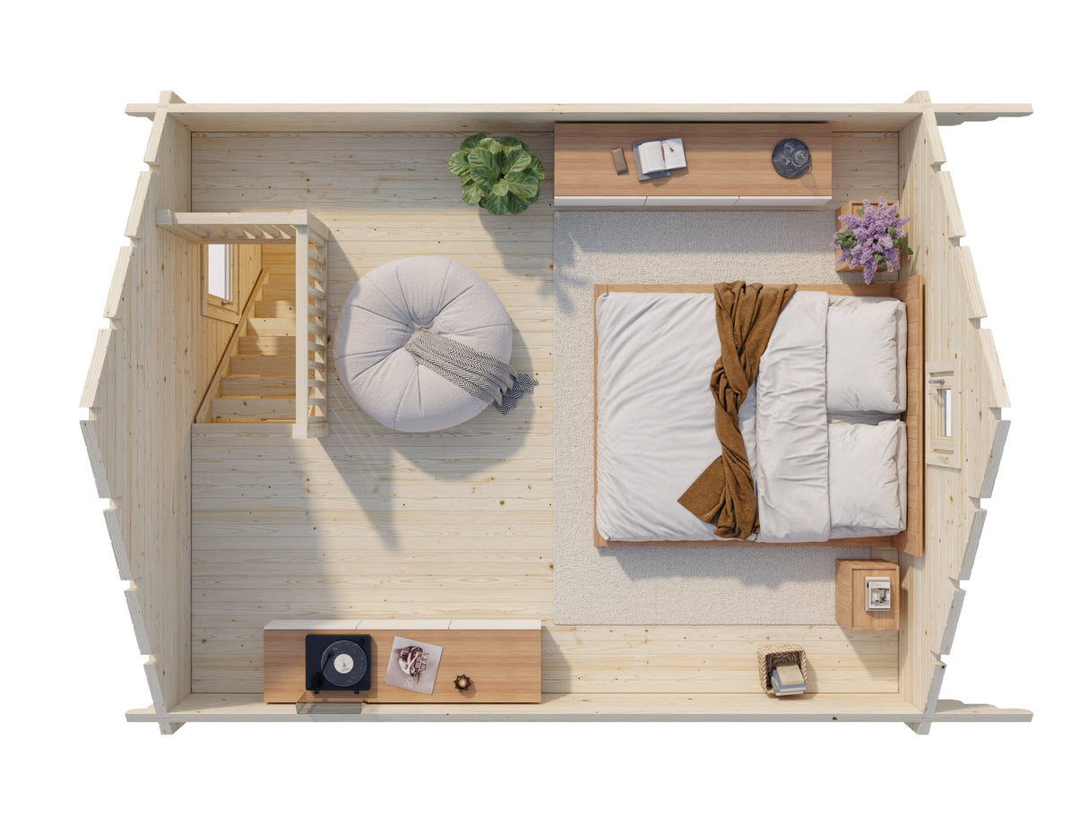 Kendra (4.2x5.2m | 18.4m2 | 70mm) Log House with Loft Space - Palmako UK