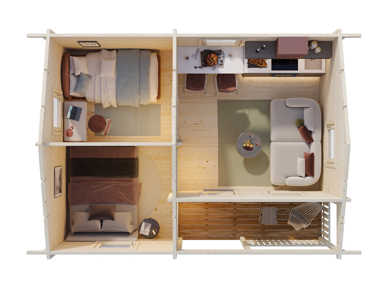 Sandra S (6.2x4.7m | 21.5+3.7m2 | 70mm) Traditional Holiday Summer House - Palmako UK