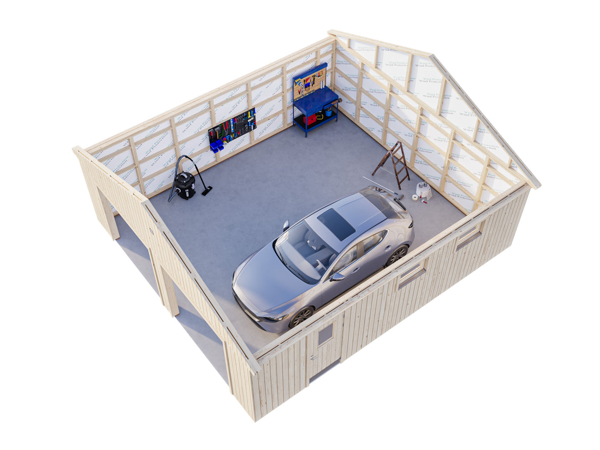 Andre L (6.7x7.4m | 44.7m2) Large Timber Double Garage with Sectional Doors - Palmako UK