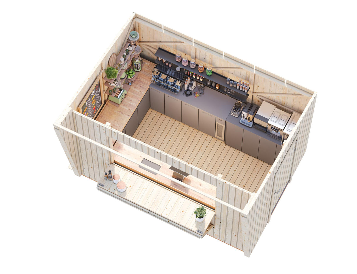 Kira (3.6x2.3m | 7.7m2) Timber Garden Bar - Palmako UK