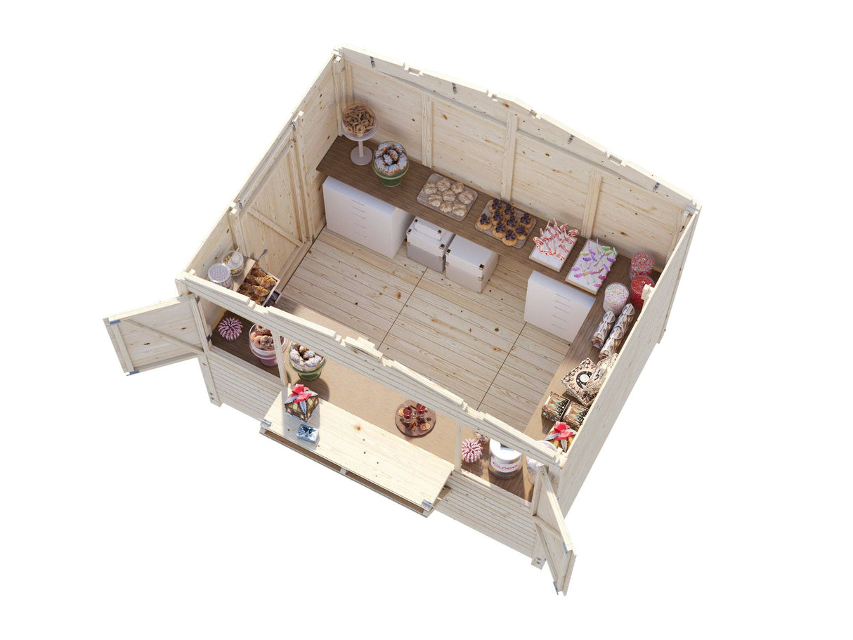 Marian (3x2,3m | 6,2m2 | 16mm) Portable Timber Stall / Pop-Up Wooden Kiosk - Palmako UK