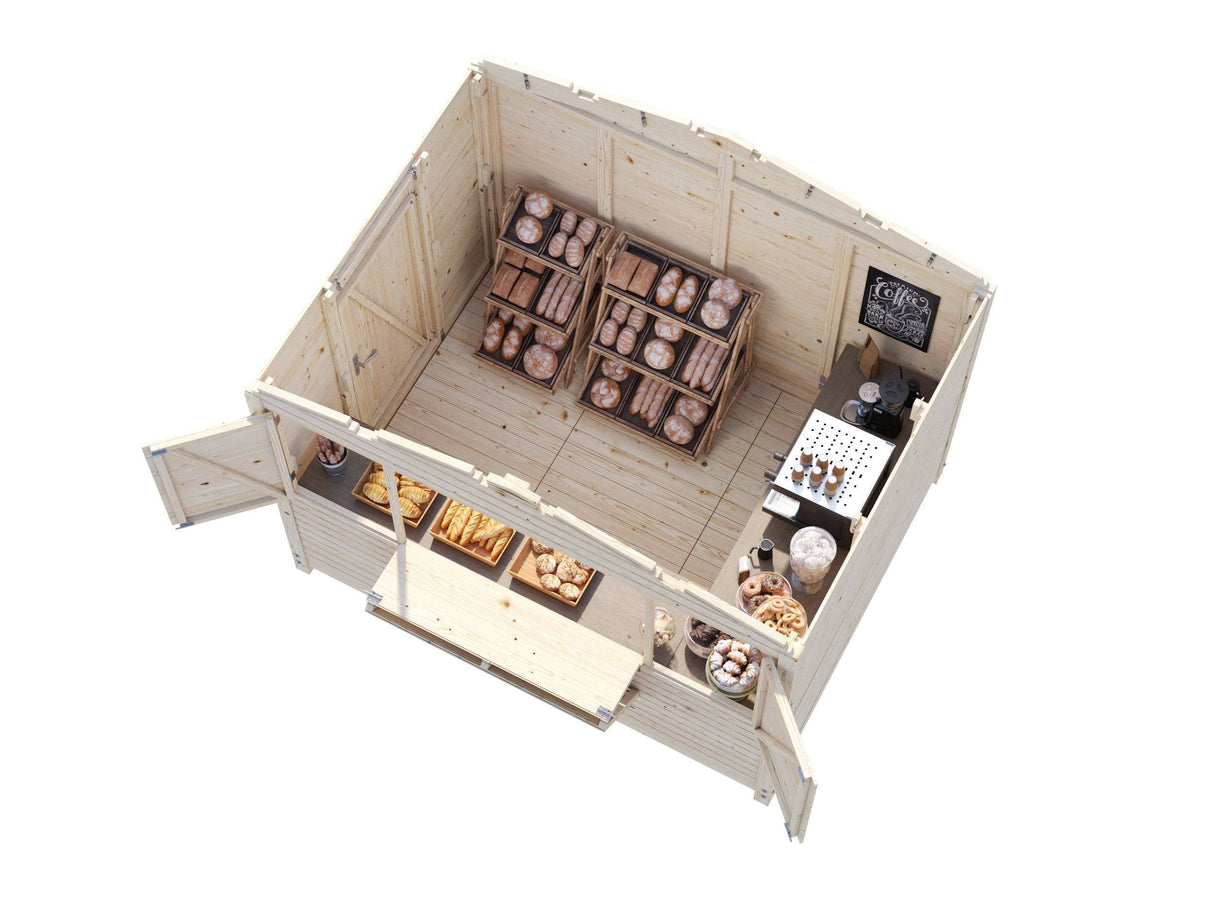 Marian (3x2,3m | 6,2m2 | 16mm) Portable Timber Stall / Pop-Up Wooden Kiosk - Palmako UK