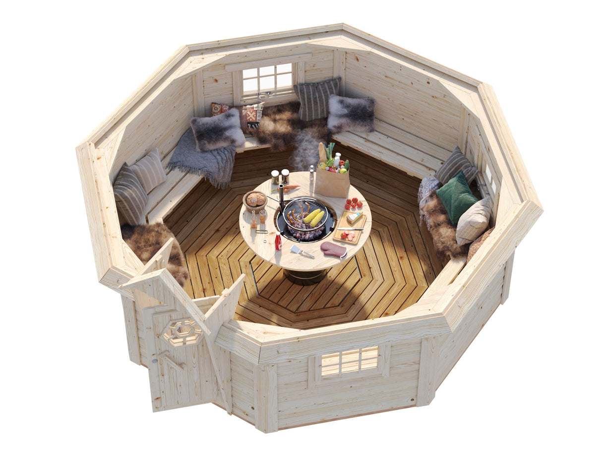 Eva M (11.4m2 | 44mm) Nordic Barbecue Hut - Palmako UK