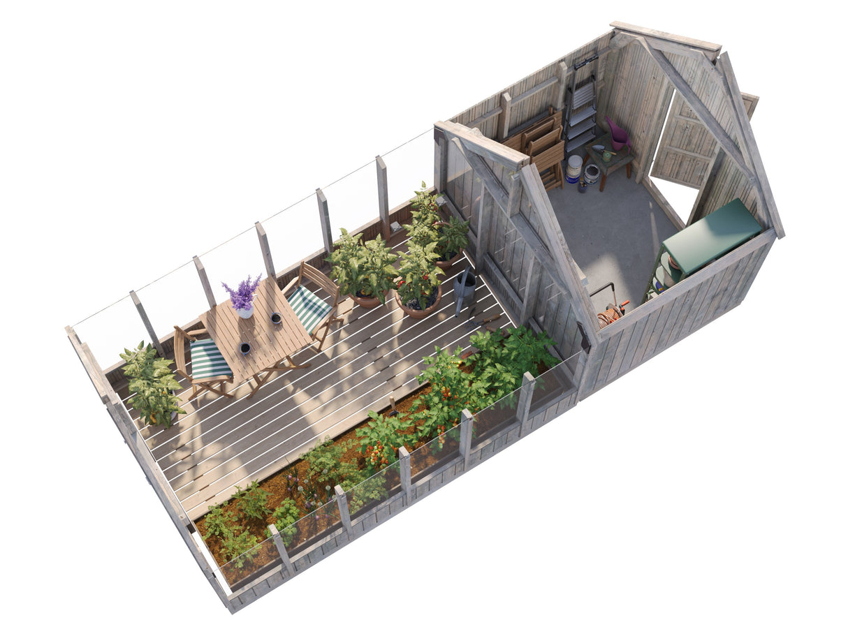 Emilia (2.4x1.9m | 4.0m2 | 18mm) Addon Shed for Emilia Greenhouses - Palmako UK