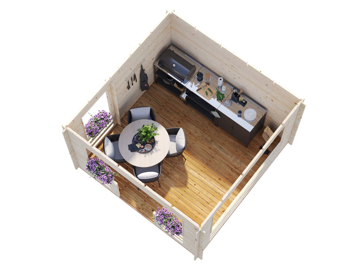 Julie (3.5x3.5m | 10.5m2 | 28mm) Timber Gazebo with Wind Protection - Palmako UK