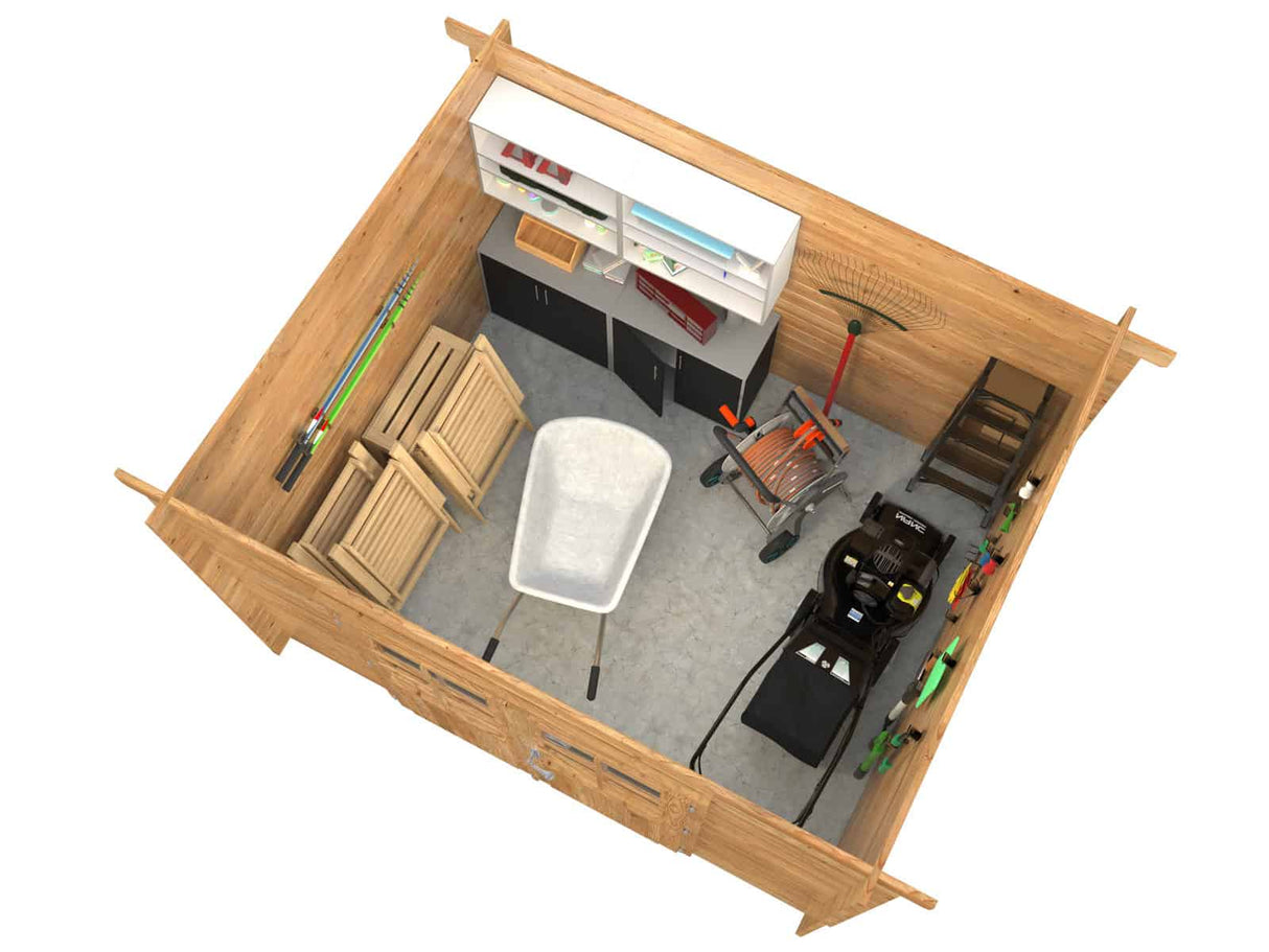 Alice S (3x2.5m | 6.1m2 | 28mm) Compact Pressure Treated Garden Shed - Palmako UK