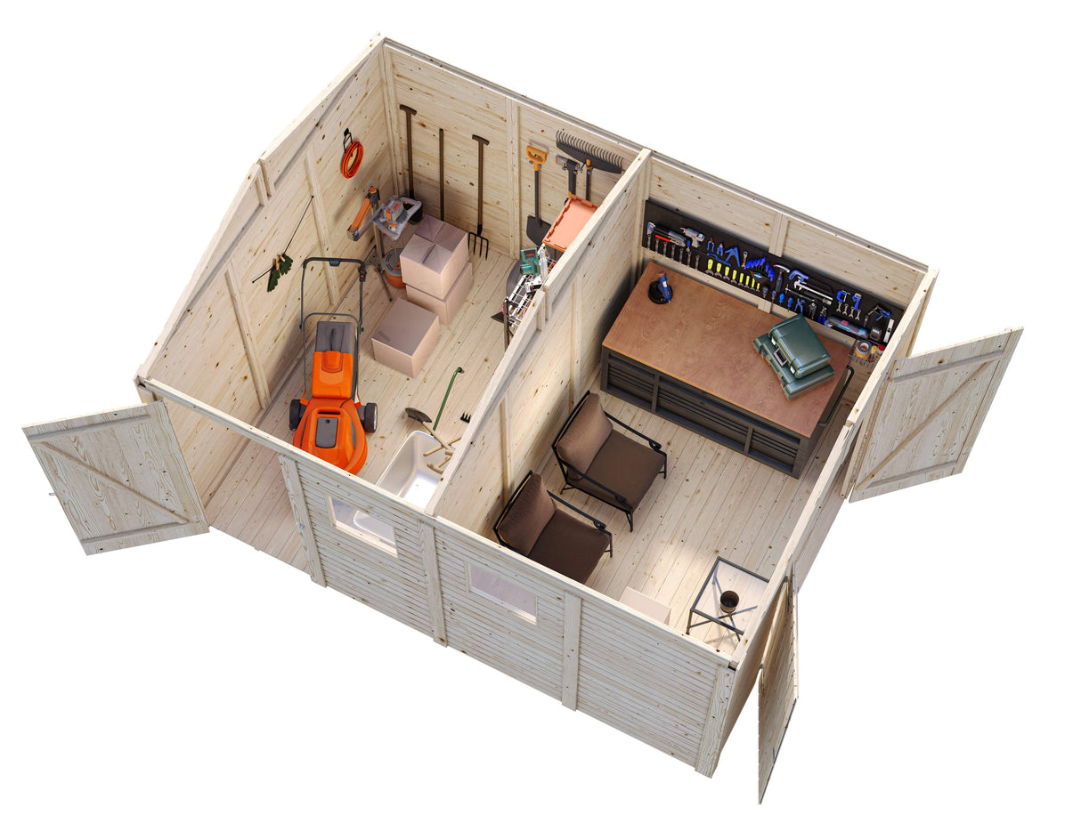 Dan M (2.7x3.7m | 9.9m2) Two Room Storage Shed - Palmako UK